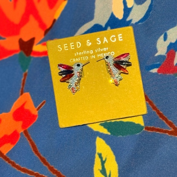 ✨ Seed & Sage Sterling Silver Hummingbird Earrings – Handcrafted in Mexico ✨ - Picture 1 of 11